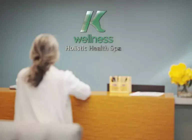 Clean, professional medical spa treatment room with neutral tones at K Wellness Holistic Health Spa in Long Beach